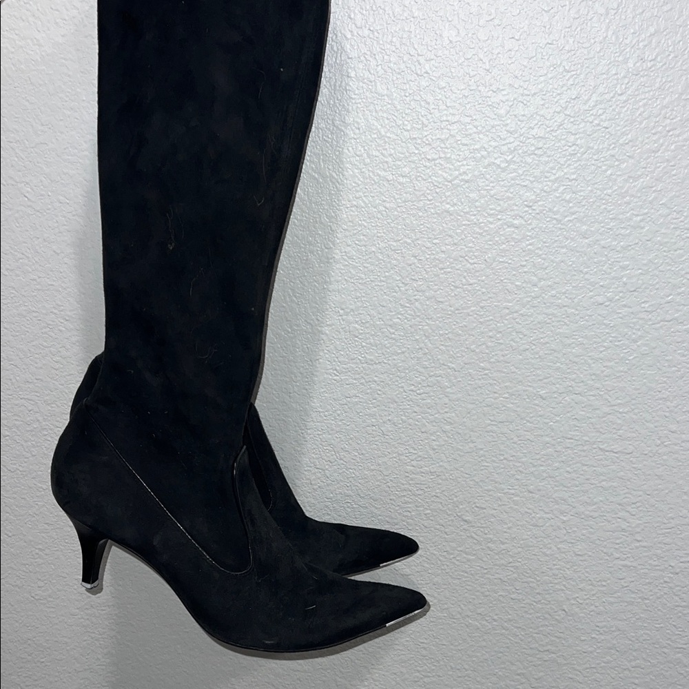 Cole Haan Black Suede Heeled Boots